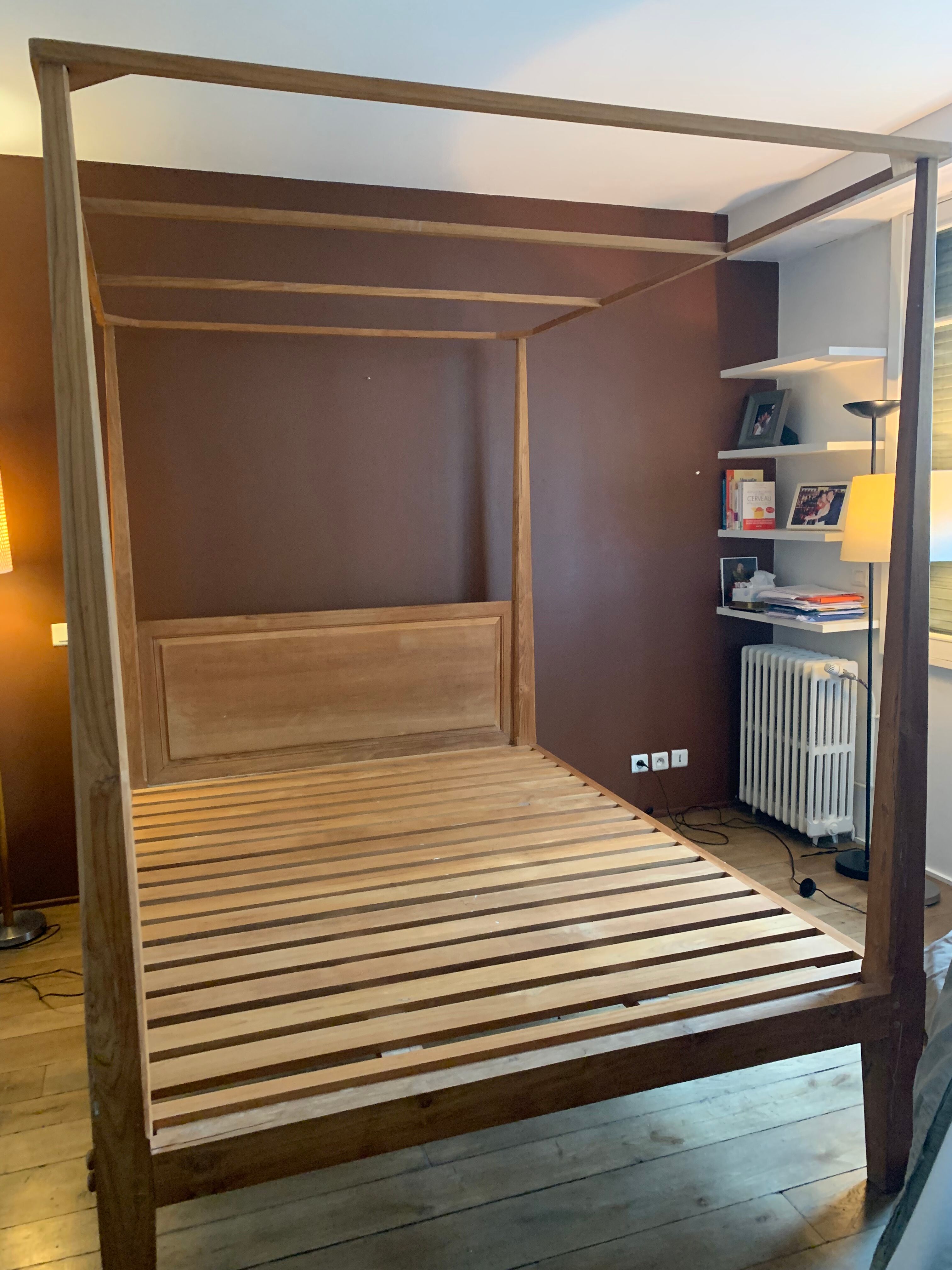 Solid teak canopy bed 160x200