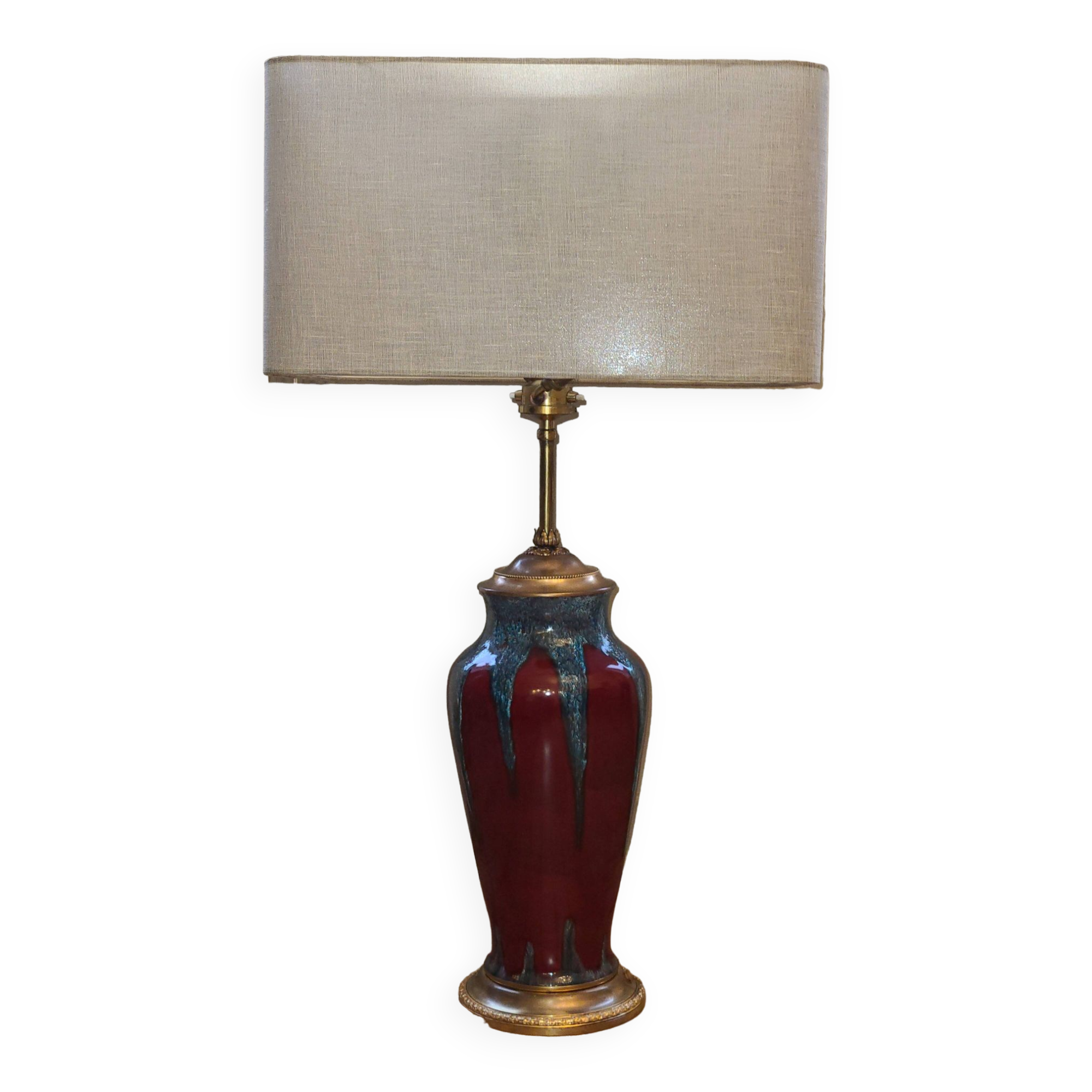 Red Glazed Sandstone Lamp, 1950s