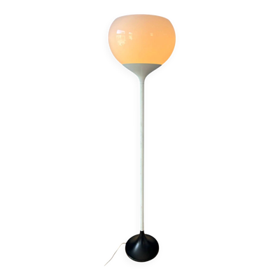 Lampadaire blanc vintage du milieu du siècle de style Guzzini de l'ère spatiale