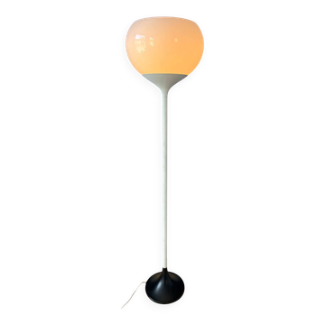White vintage mid-century Guzzini style space age floor lamp