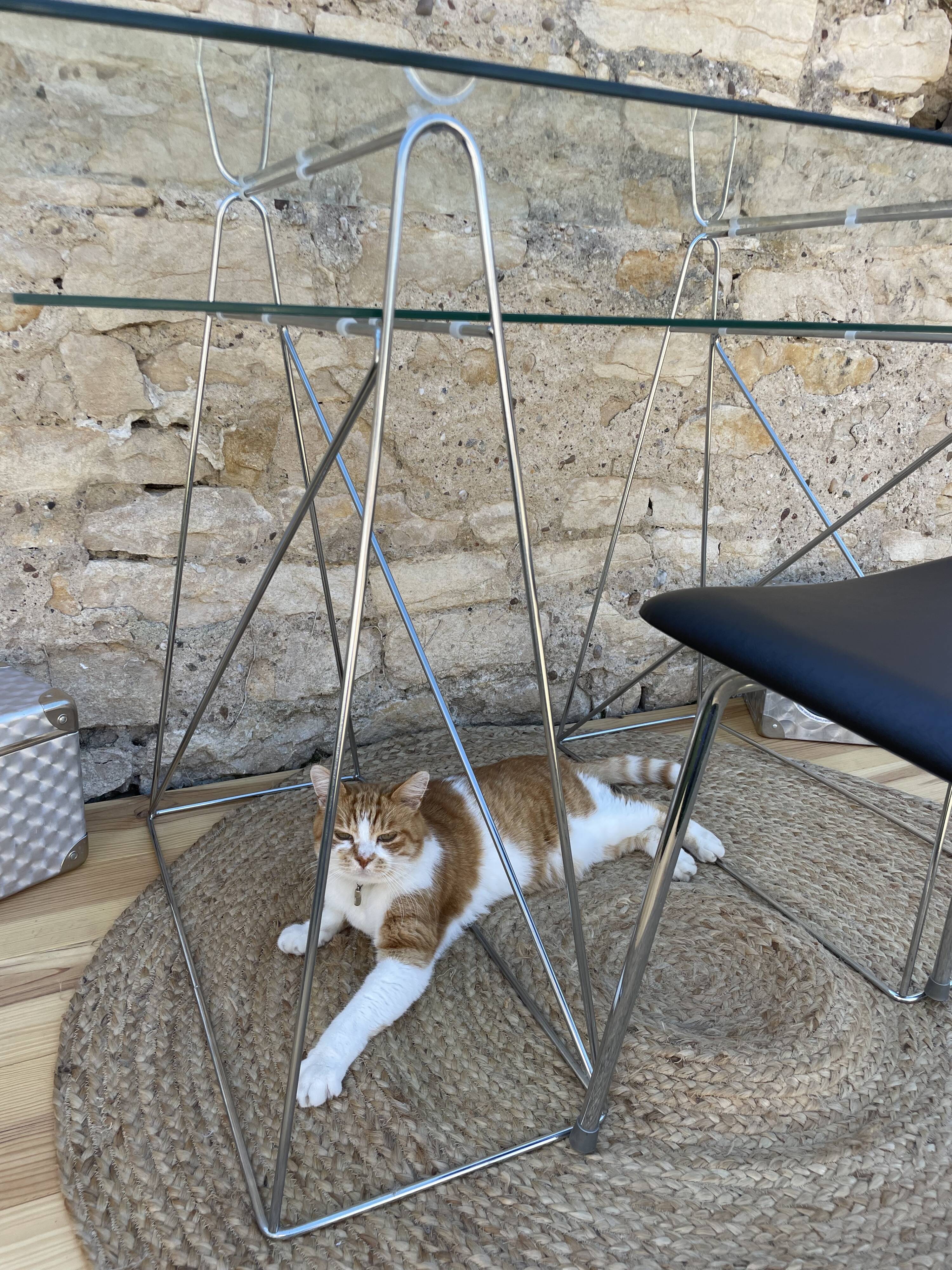 Modernist desk chrome and glass