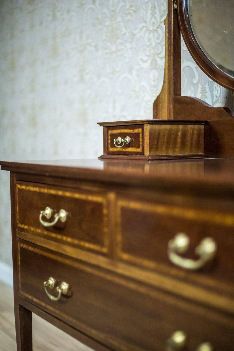 Antique English Softwood and Mahogany Veneer Vanity Table by Maple & Co., 1890s