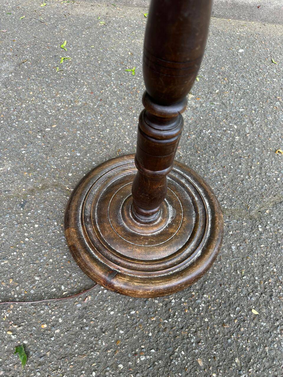 Vintage turned solid wood floor lamp from the 20th century.