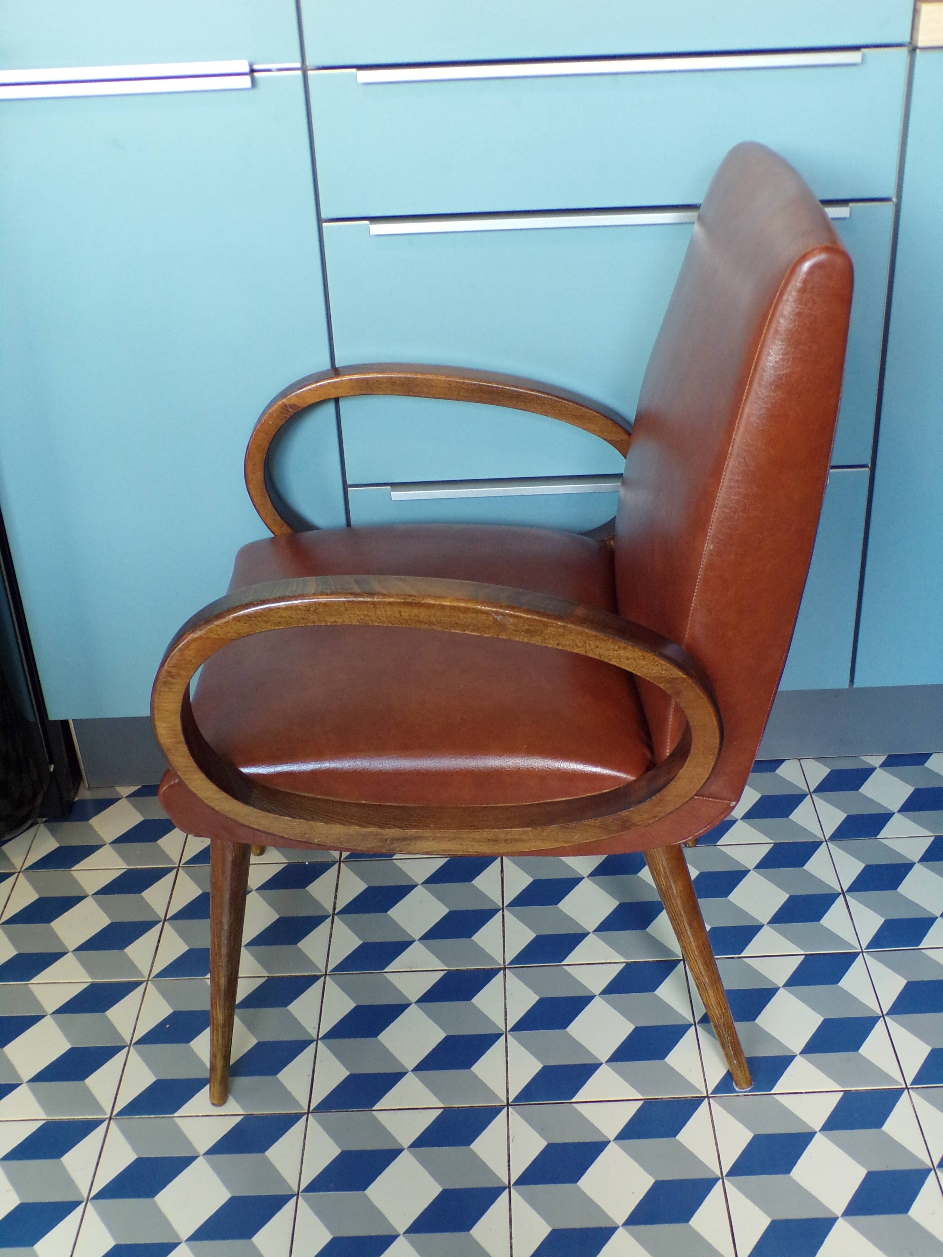 Brown skai bridge armchair