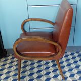 Brown skai bridge armchair