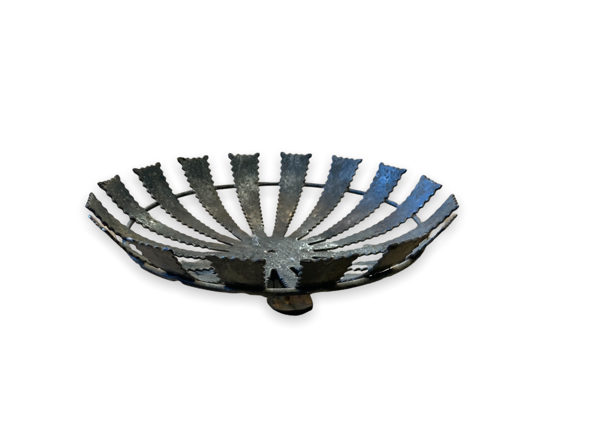 Large modernist brutalist iron basket