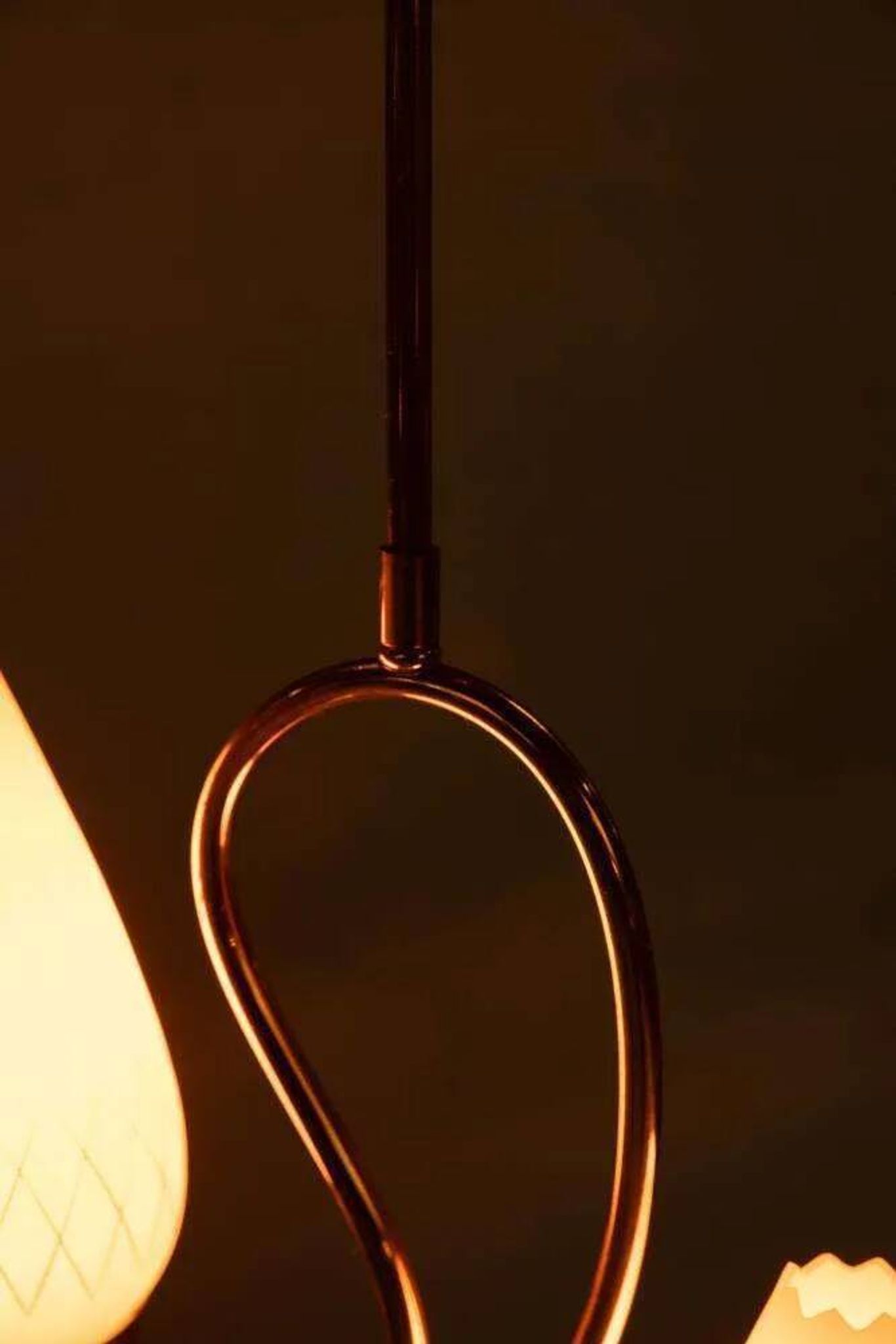 1950s Swedish mid-century suspension, vintage opaline lamp.