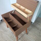Travailleuse à roulettes table d'appoint pieds compas vintage made in Germany