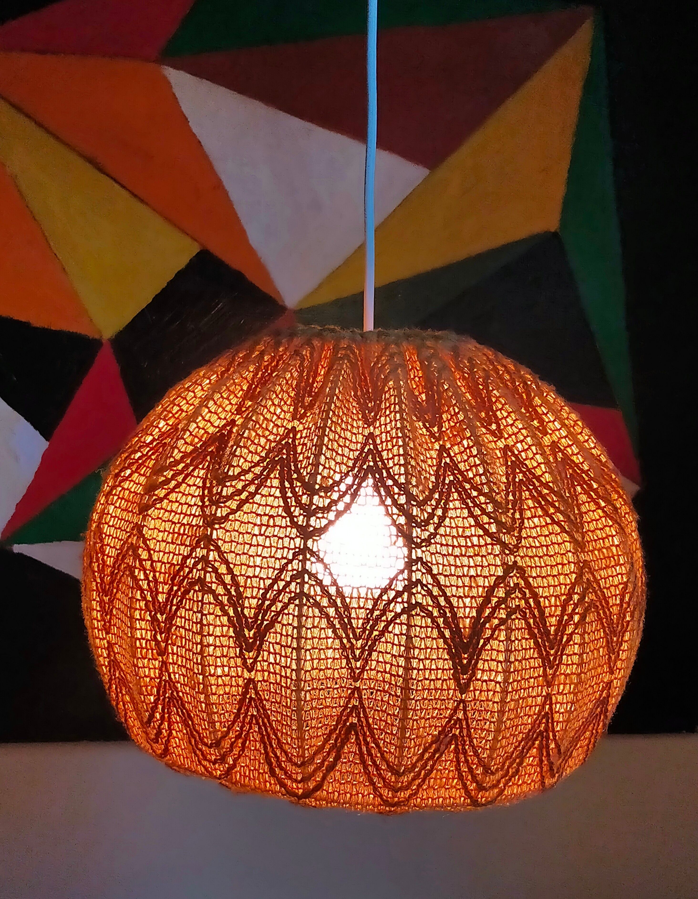 Vintage knit lampshade pendant lamp