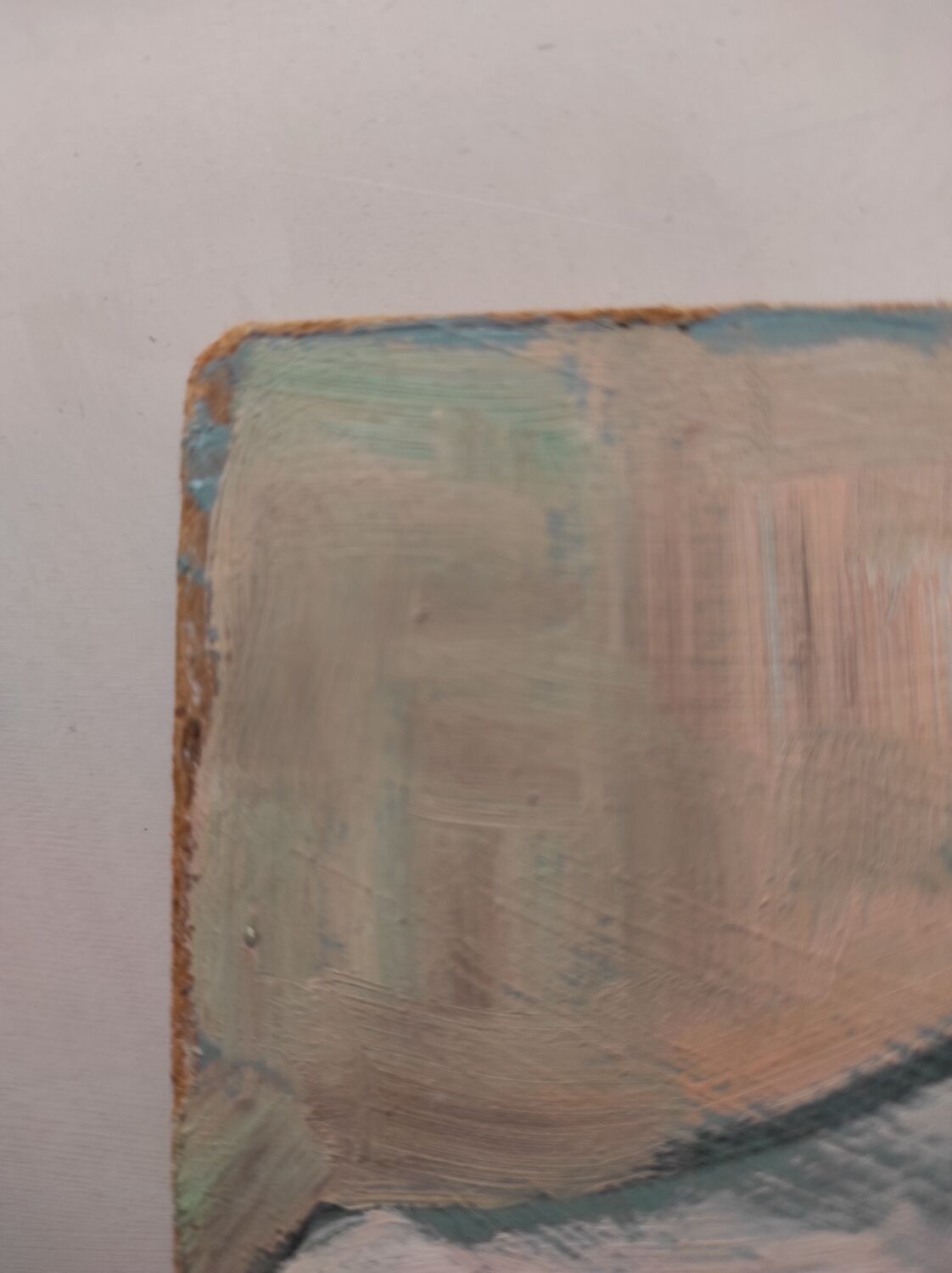 Still life with apples and oil bowl on cardboard 30s