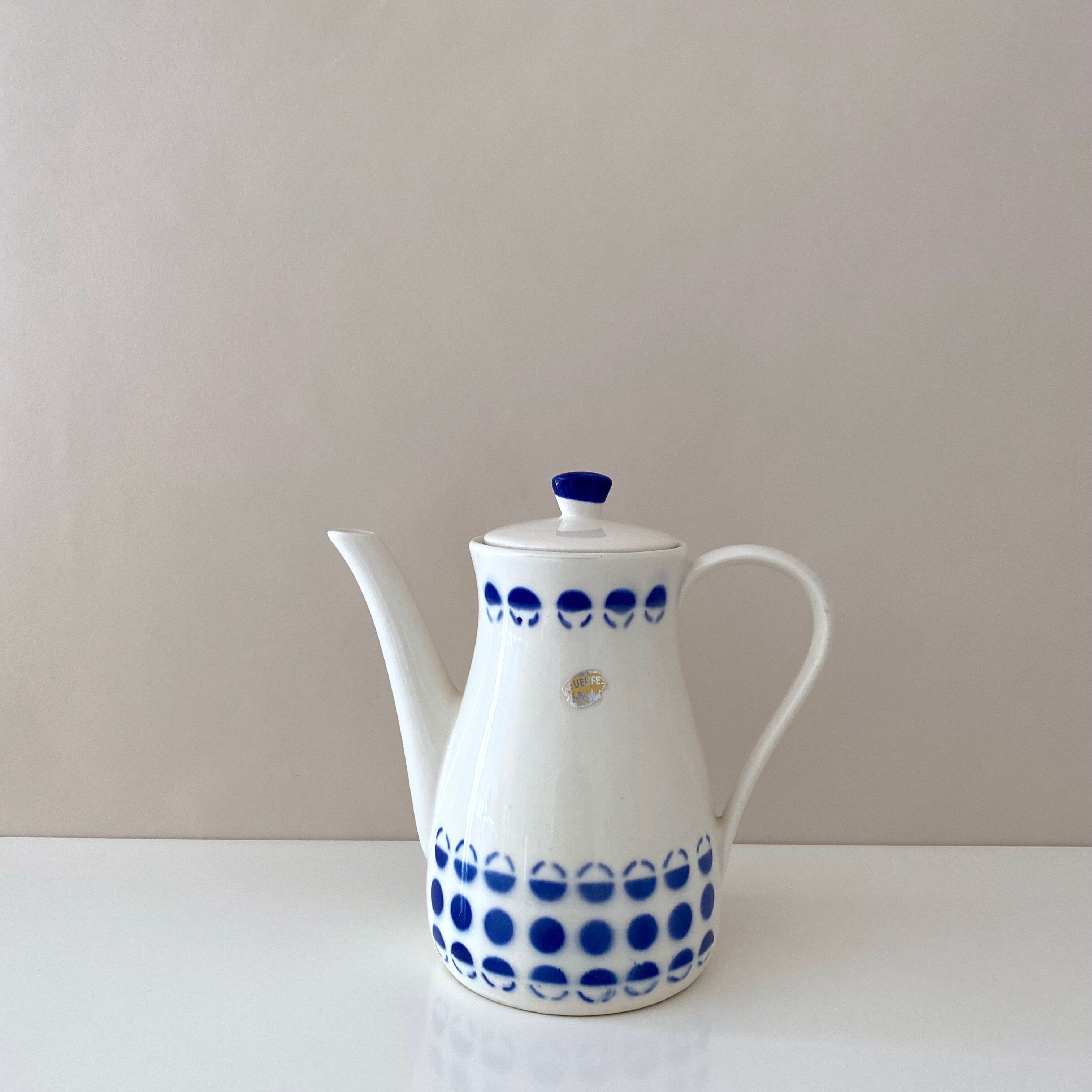 50s Coffee Pot, Teapot, Ceramic Pot Polka Dots, Vintage Tableware Germany, WAKU Fireproof