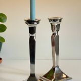 Pair of vintage cast aluminum candlesticks