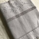 Old linen and cotton sheet dyed in dove grey