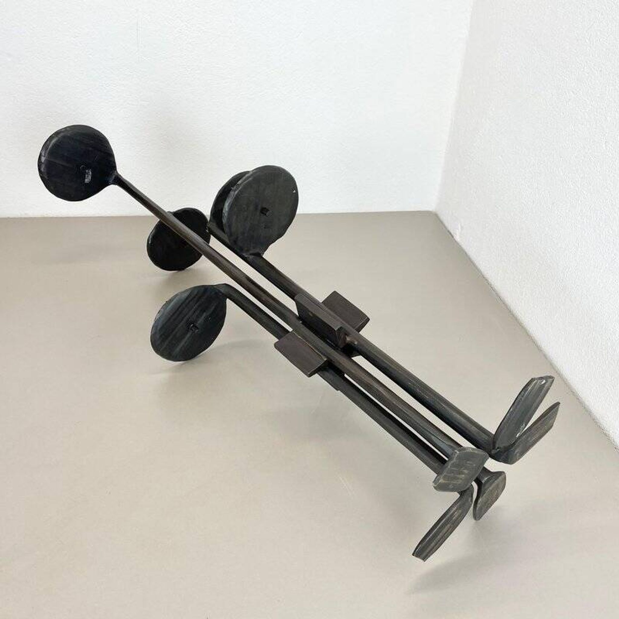 Large brutalist bronze candleholder by Manfred Bergmeister, Germany, 1970s