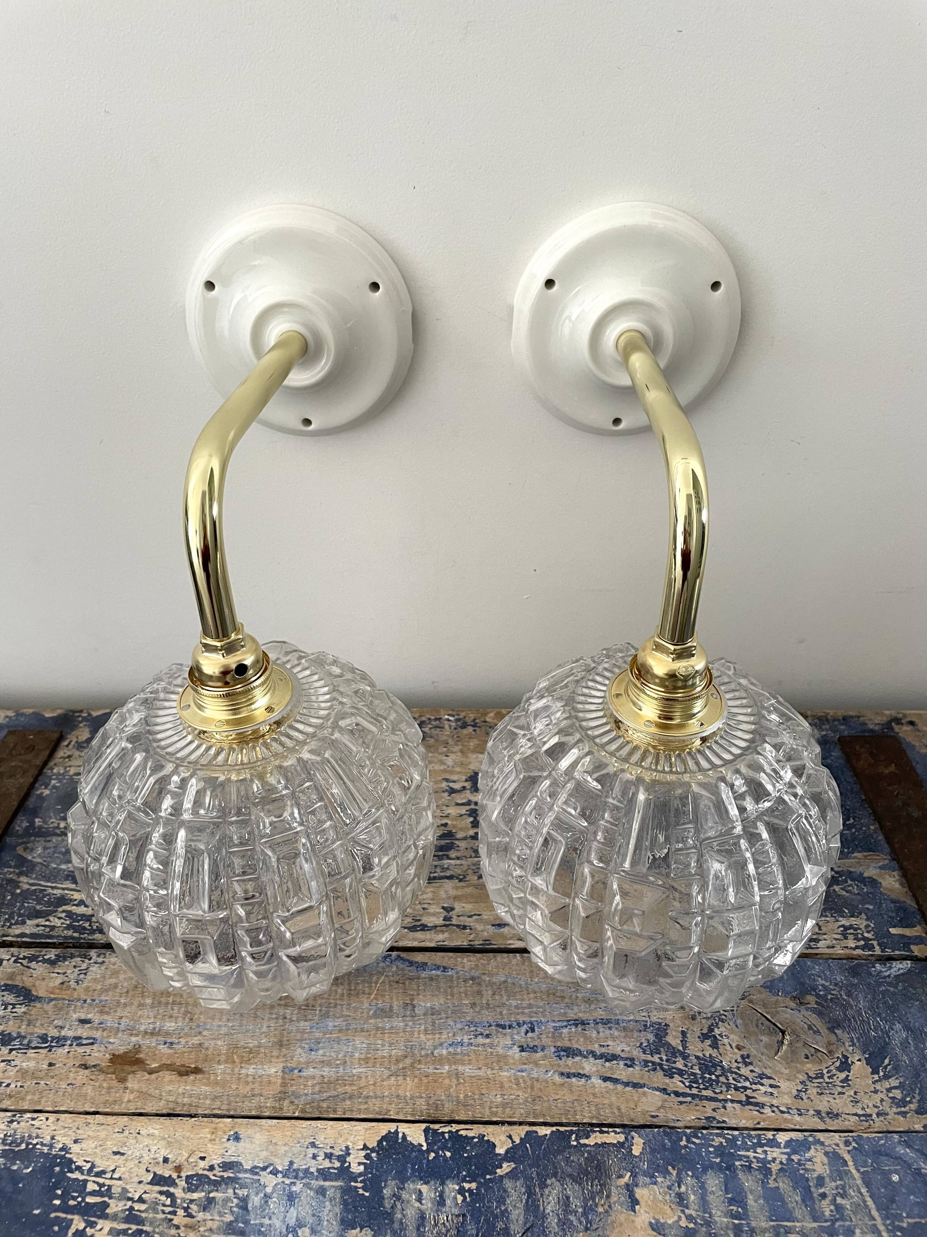 Pair of vintage wall sconces globes