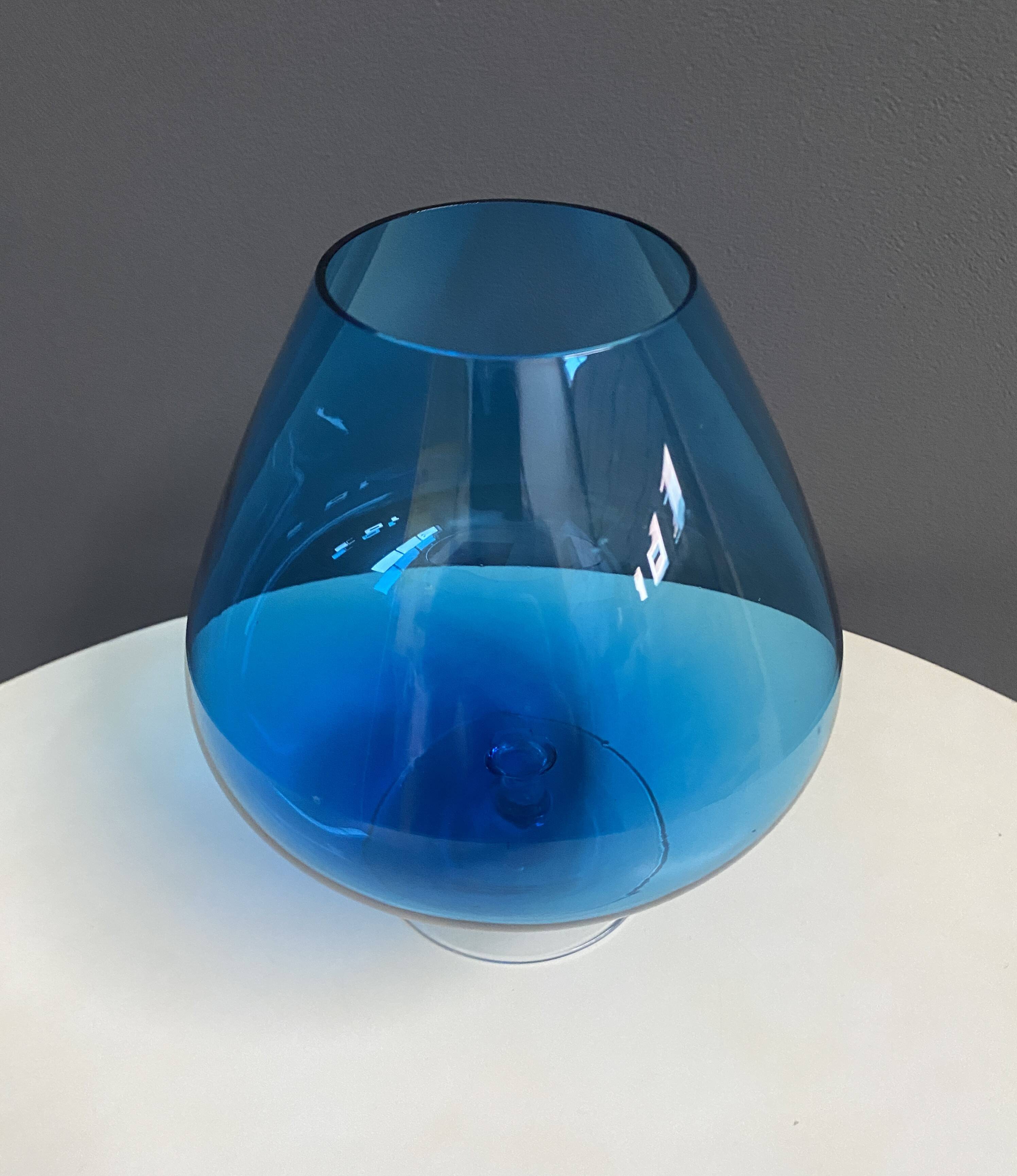 Empoli Blue large cognac glass shape vase 1960s