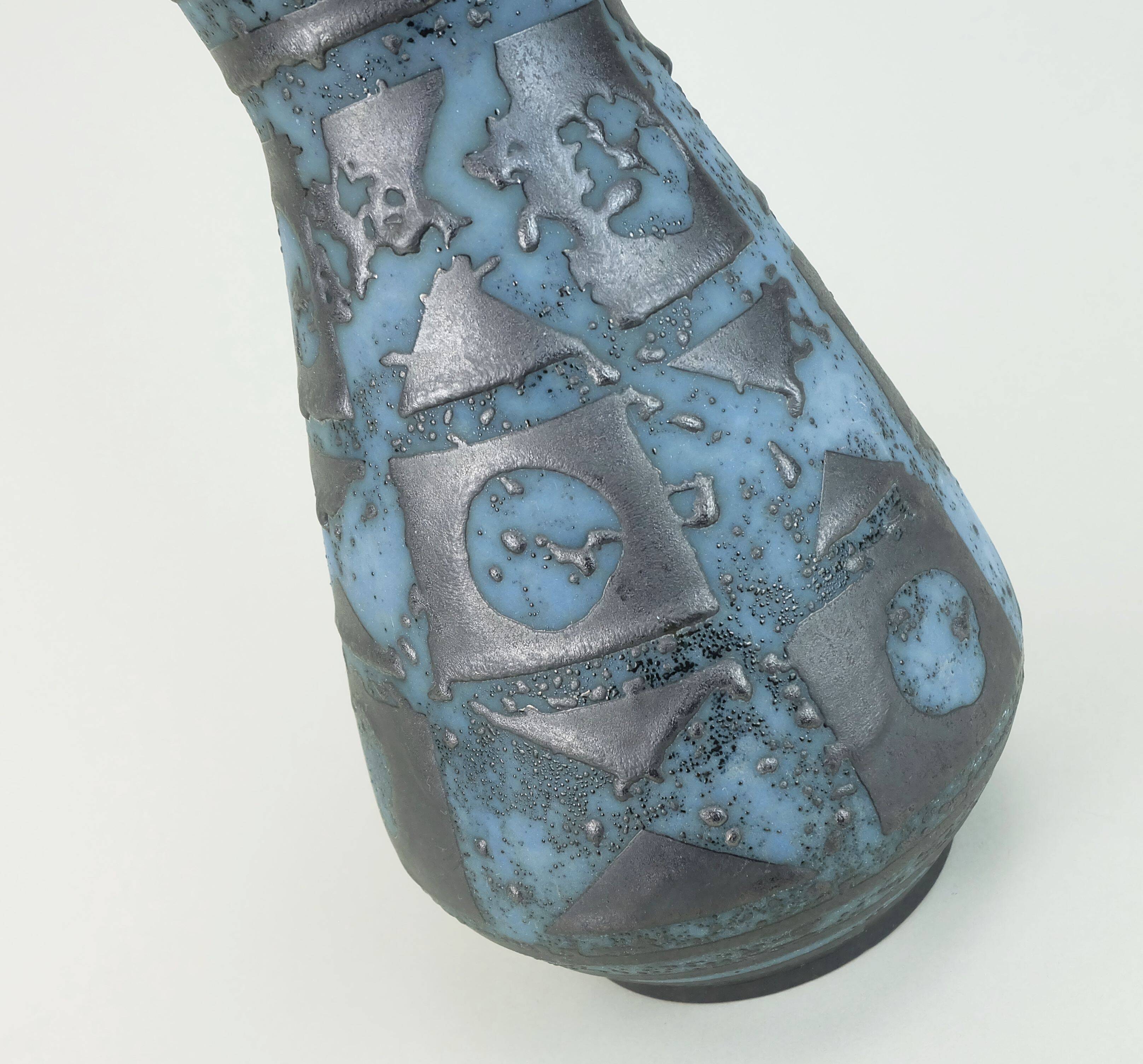 Carstens vase decor ankara blue gray metallic glaze no. 1218-29 1960s