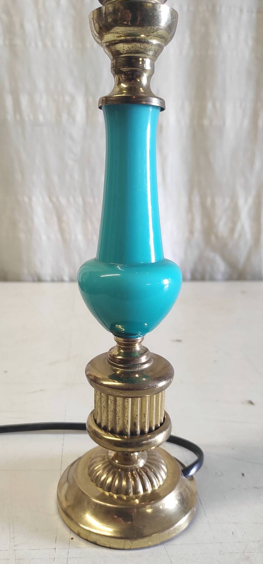 Lamp base in brass and turquoise opaline - mid 20th century.