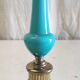 Lamp base in brass and turquoise opaline - mid 20th century.