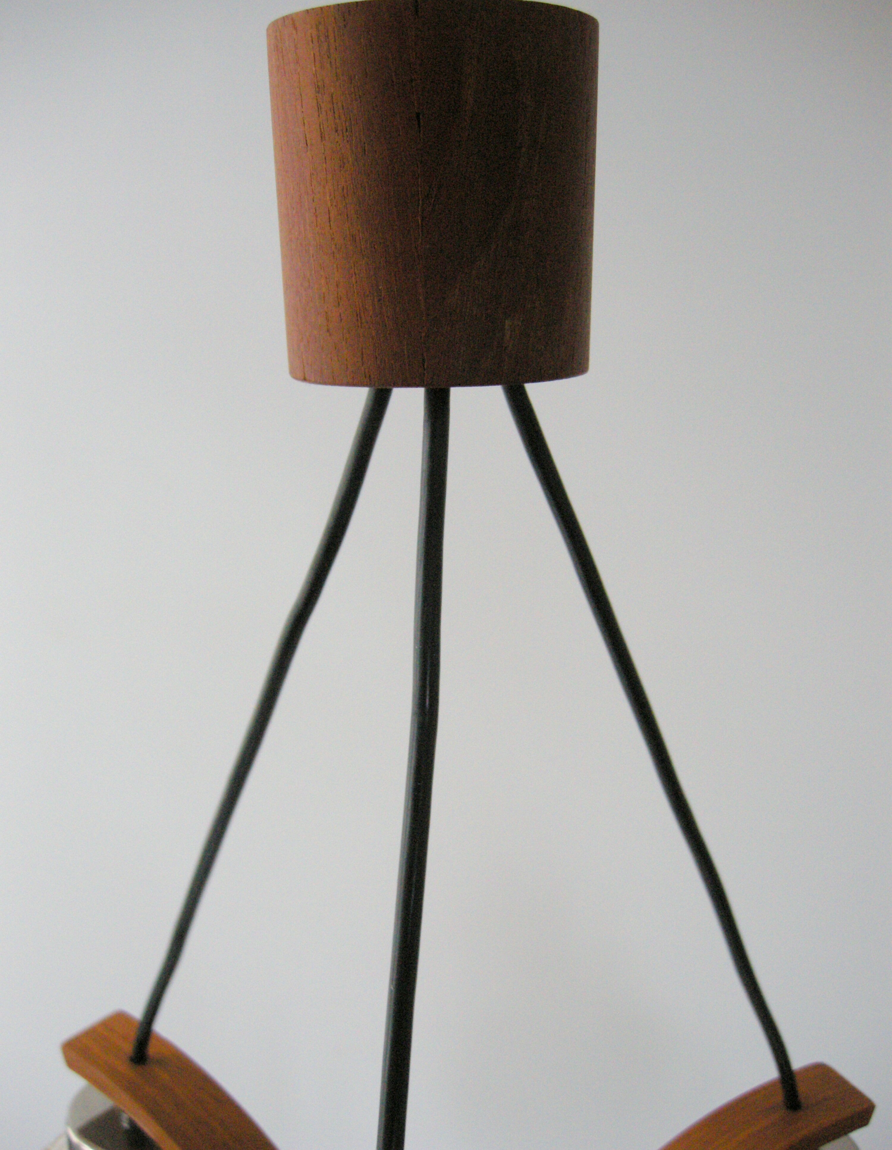Vintage suspension lamp 1970 wood & glass