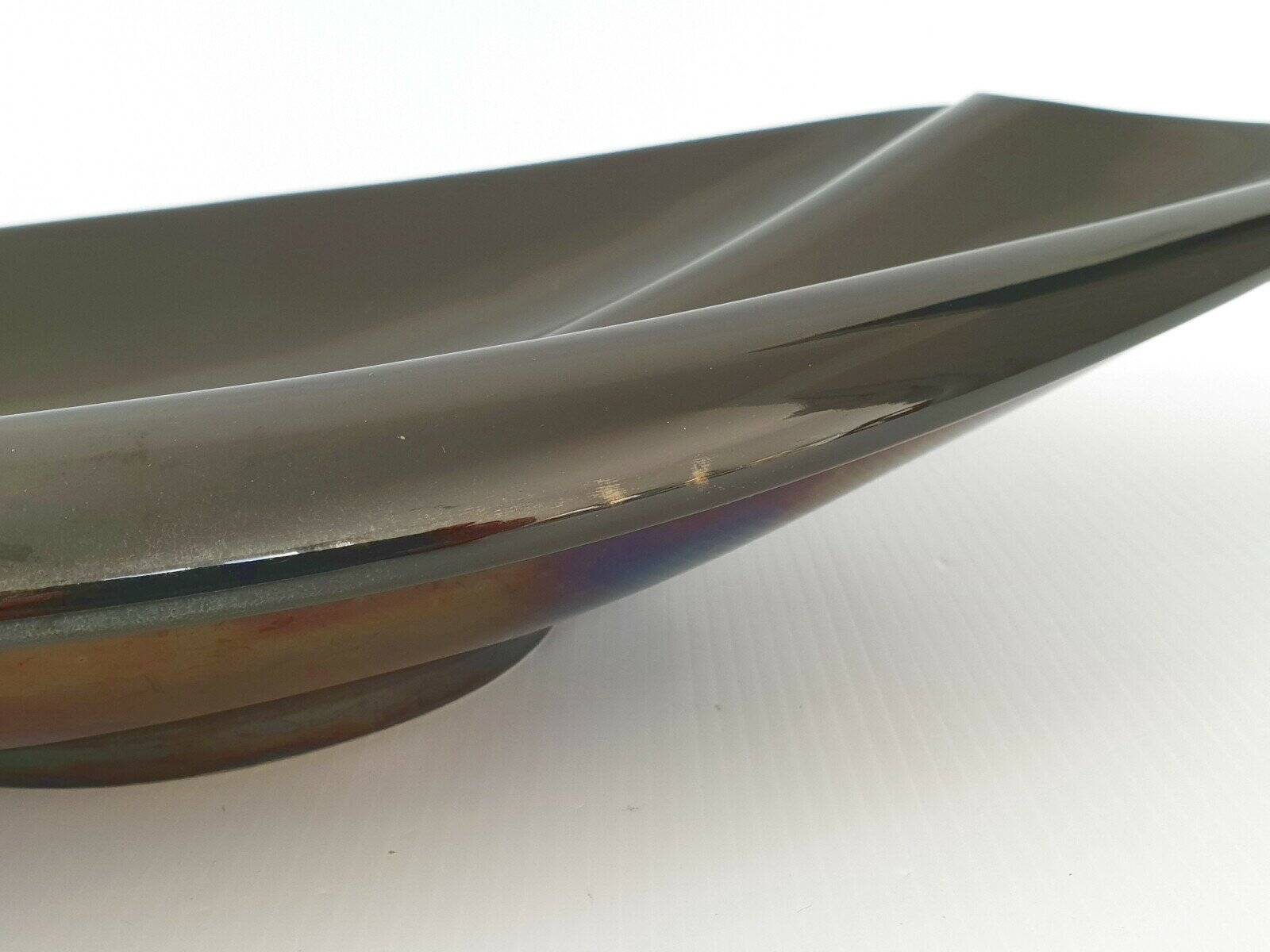 Verceram vintage 1960s black pearlescent ceramic fruit bowl
