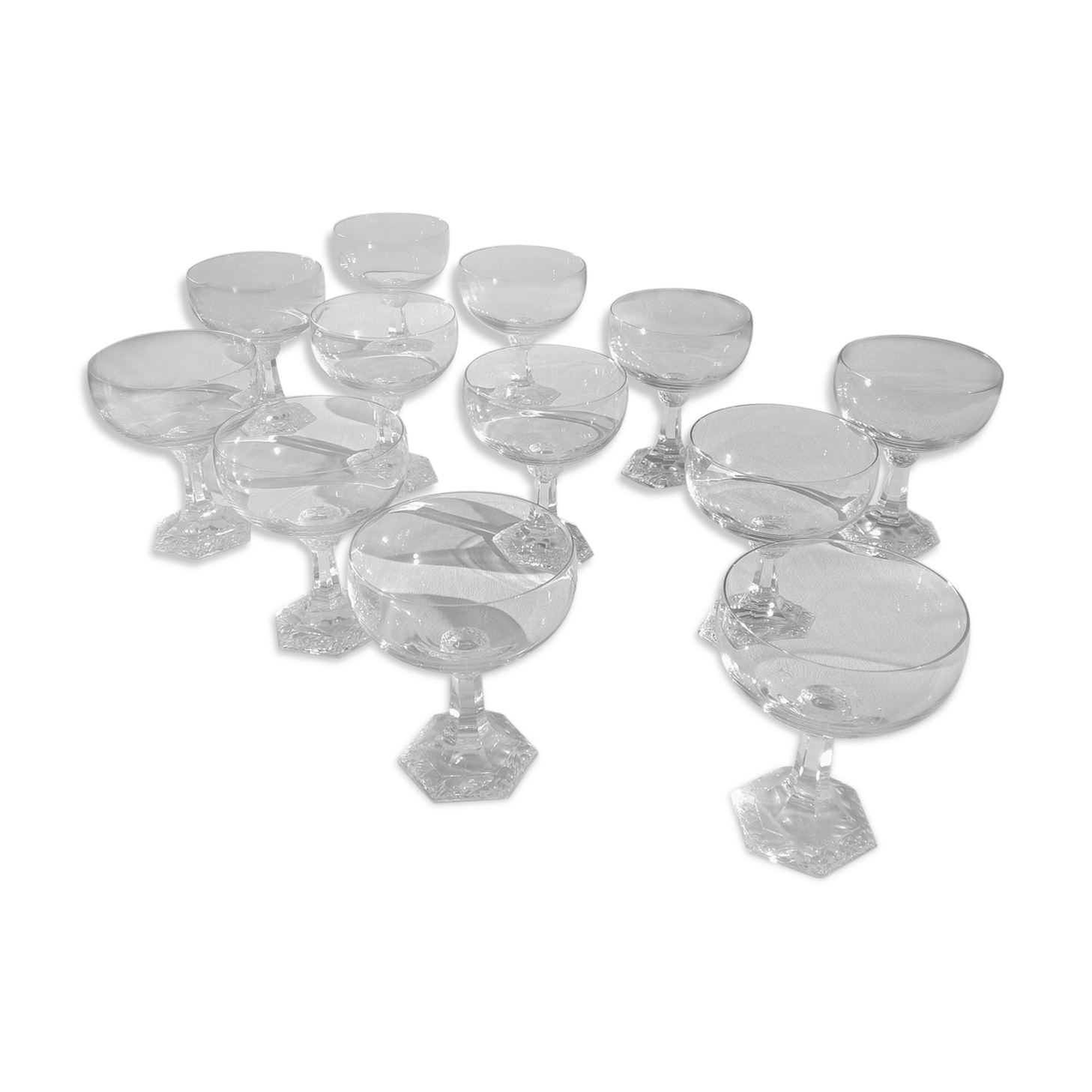 12 crystal champagne glasses