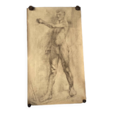 Large drawing of a man signed around 1943 pencil on paper dimensions: height -120cm-