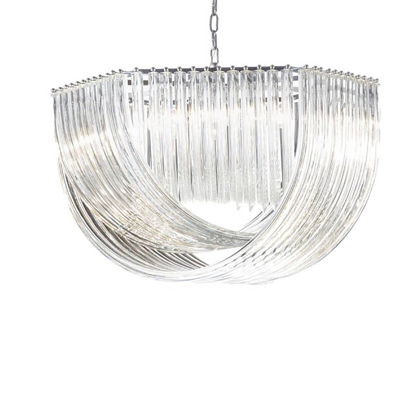 Glass Chandelier Arc in Clear Color With Kromo Metal Frame