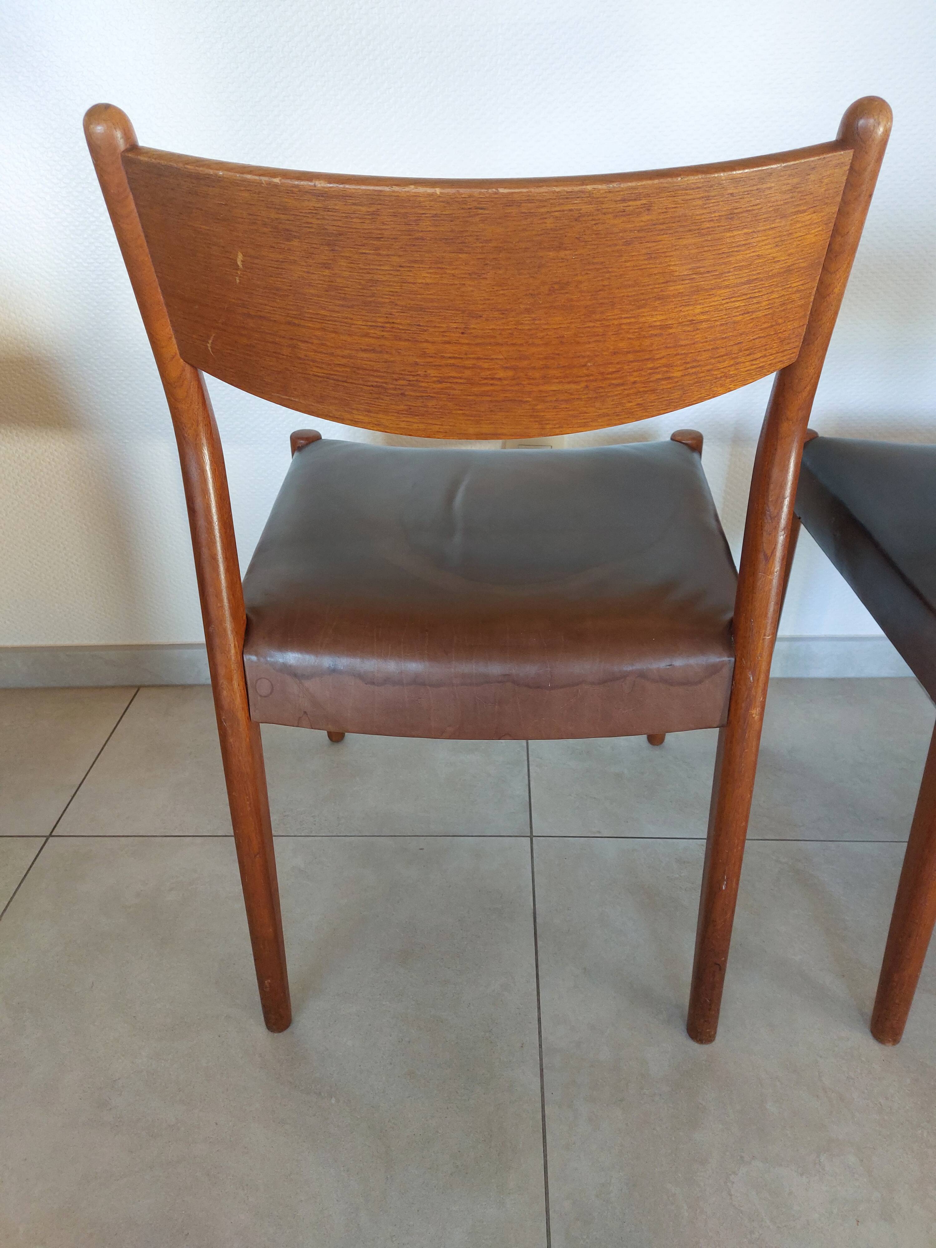 2 Fristho Franeker chairs, Scandinavian, teak and leather.