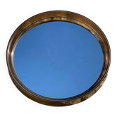 Vintage round smoked plastic mirror, circa 1970s.