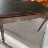 wooden desk, green leather top