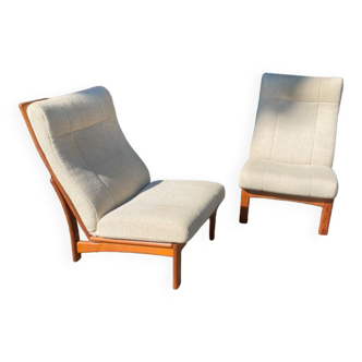 Pair of Scandinavian low chairs by Grete Jalk