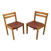 Paire de chaises vintage bois et Skaï