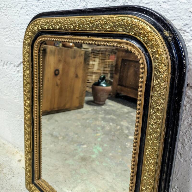 Louis-Philippe black and gold mirror 58x46cm