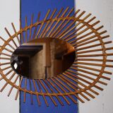 Oval rattan mirror