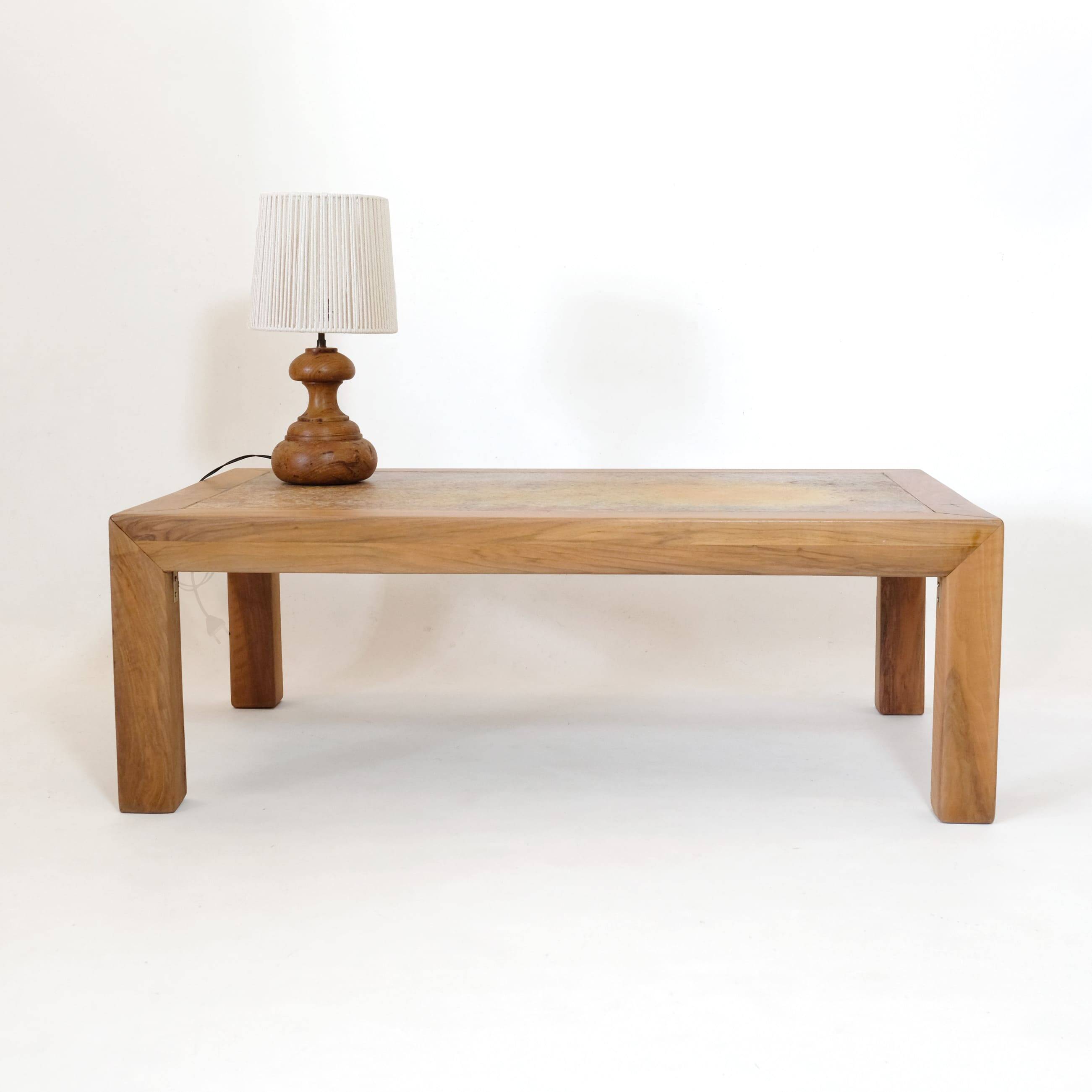 Bernard Buffat, coffee table with ceramic top, 1970s.