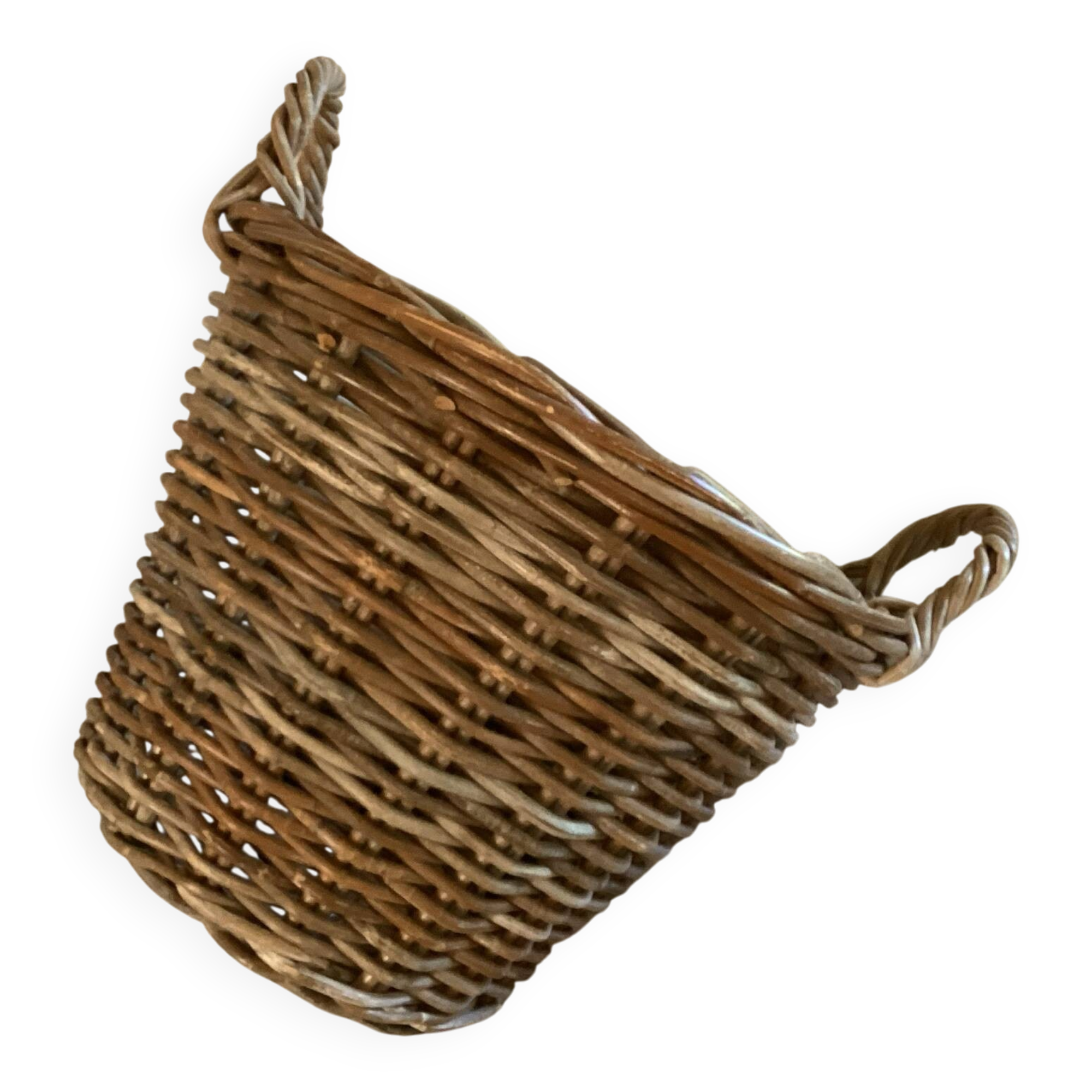 Large basket with rattan handles