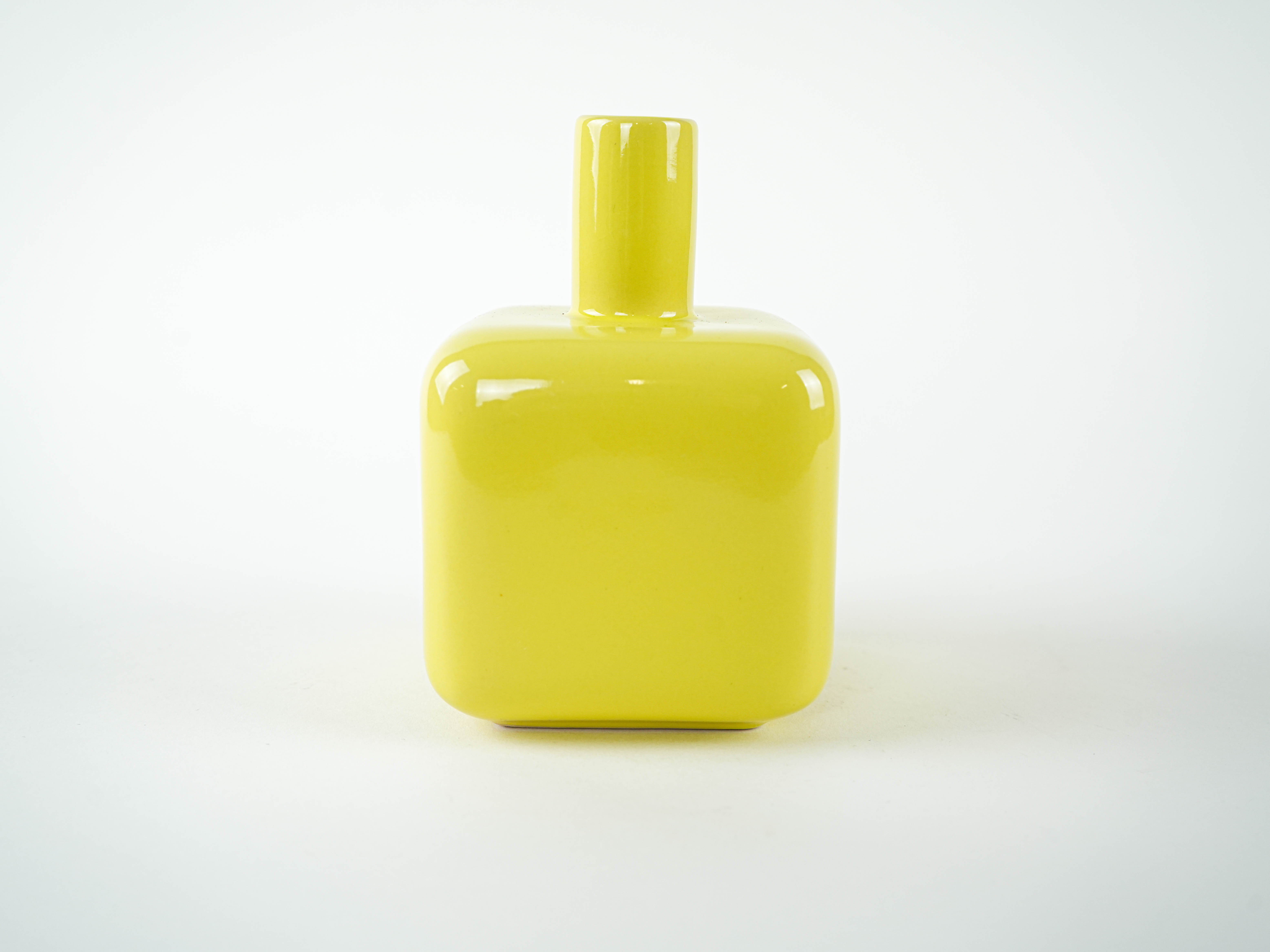 Yellow ceramic vase, German design, 1990s, manufactured by ASA Selection