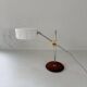 Vintage Midcentury desk lamp in brown leather and chrome Atelje Lyktan, Sweden