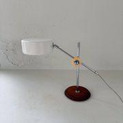 Vintage Midcentury desk lamp in brown leather and chrome Atelje Lyktan, Sweden