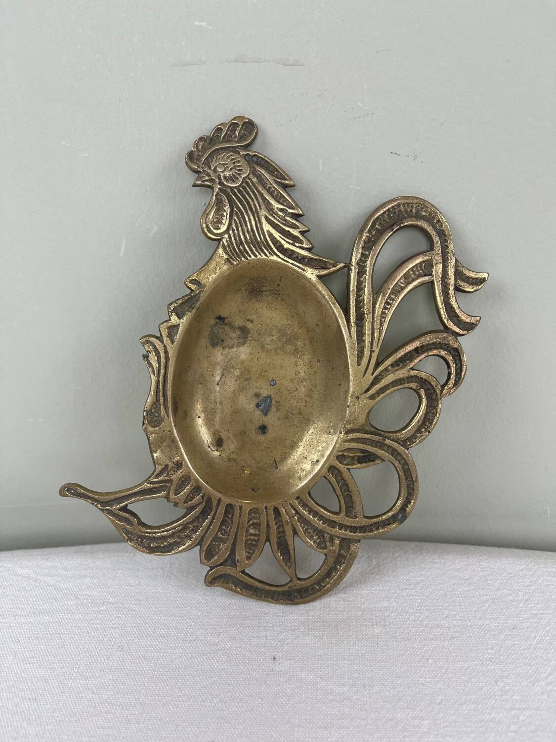 Brass rooster catchall