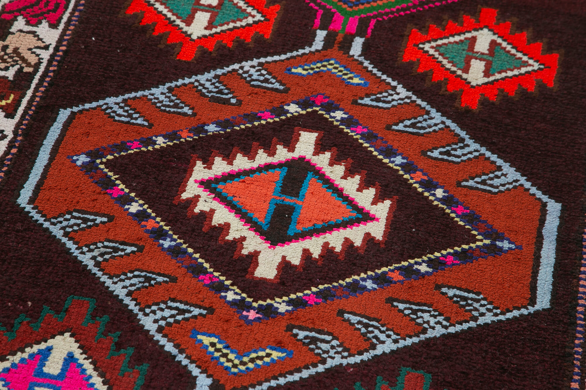 Hand-knotted wool turkish multicolor runner carpet 90 cm x 364 cm