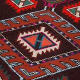 Hand-knotted wool turkish multicolor runner carpet 90 cm x 364 cm