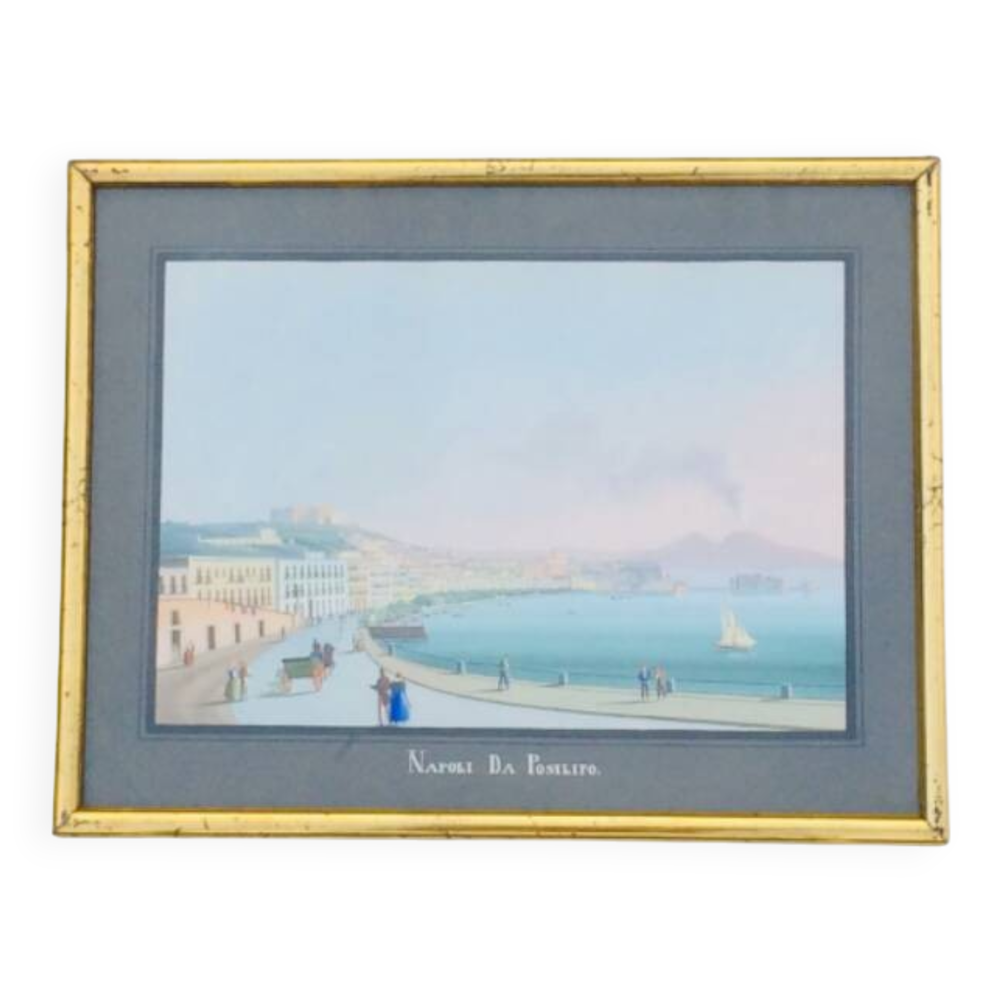 Neapolitan gouaches: View of Naples. 19th century. Giuseppe Scoppa (attributed)