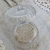 Small vintage molded glass candy or sugar bowl with hat