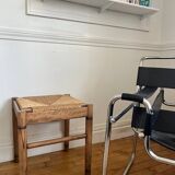 Straw and old wood stool