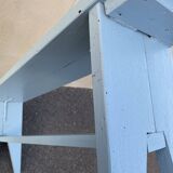 Blue painted wooden bench