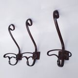 3 patères murales en fer forgé vintage