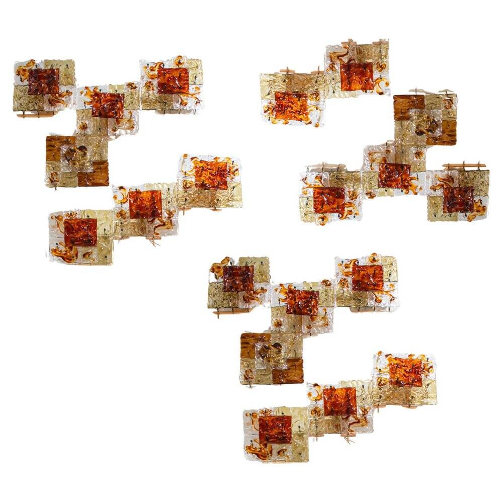 Patchwork Wall Lights in Hand Blown Glass attributed to Toni Zuccheri for Venini, 1970s, Set of 20
