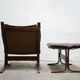 Scandinavian armchair and ottoman Siesta in brown leather by Ingmar Relling for Westnofa editions